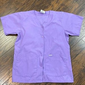 Lavender Purple Scrub Medium button up Landau top